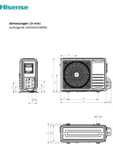 Maßzeichnung Hisense Multi Split Außengerät 2AMW42RRA